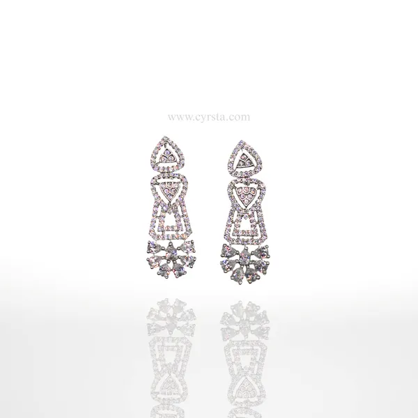 Silver_Vintage_Silver_Filigree_American_Diamond_Necklace_&_Earring_Set__For_Women