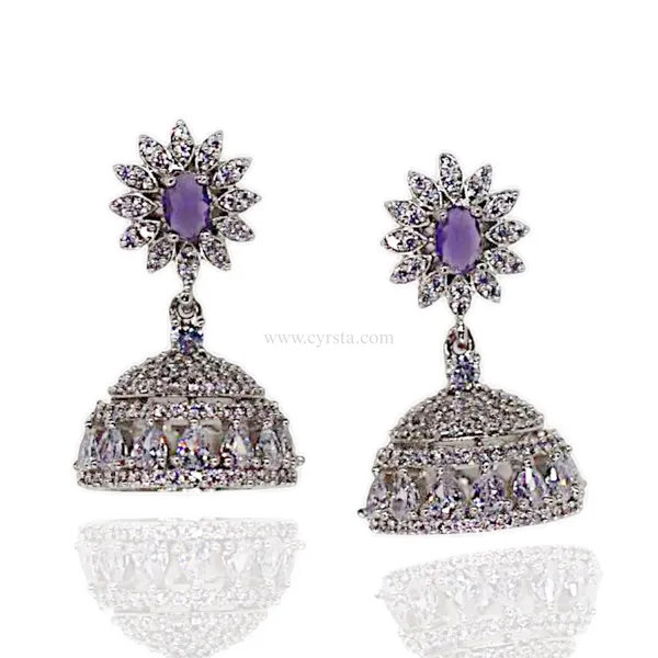 Silver_&_Purple_Celestial_Spark_American_Diamond_Drop_Earrings__For_Women