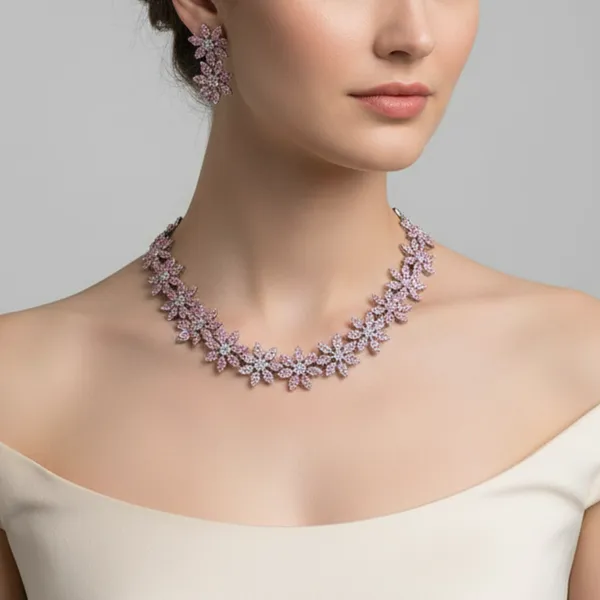 Pink_Blossom_American_Diamond_Necklace_&_Earring_Set__For_Women