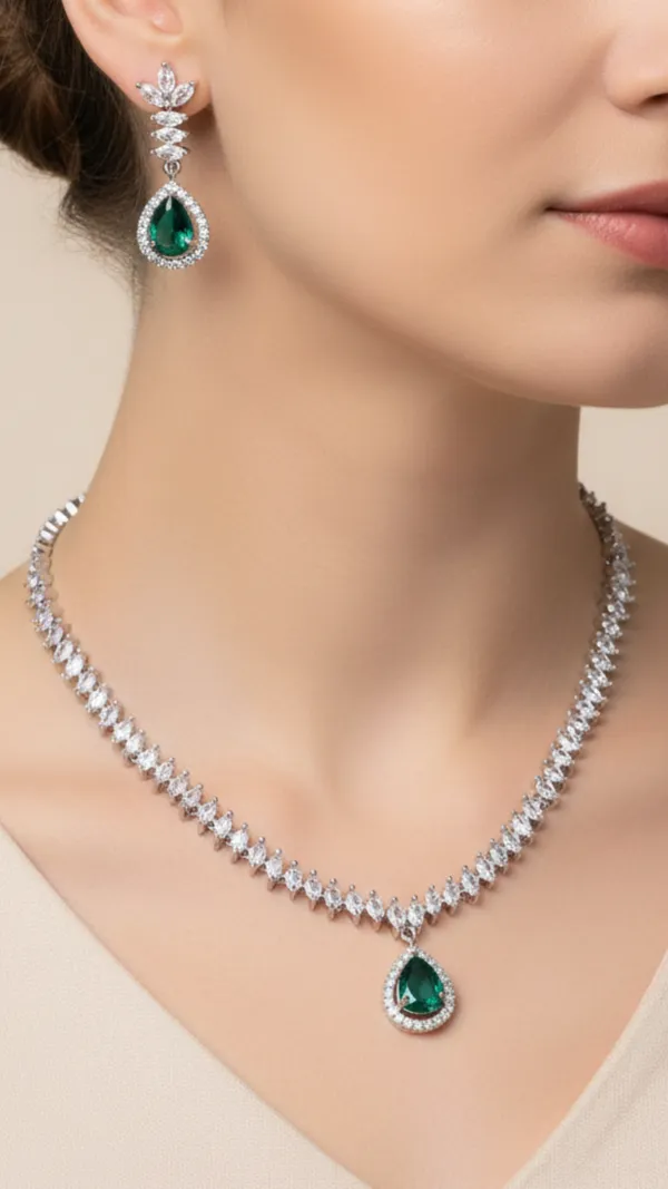 Celestial_Emerald_Drop_CZ_American_Diamond_Necklace_and_Earring_set_for_Women