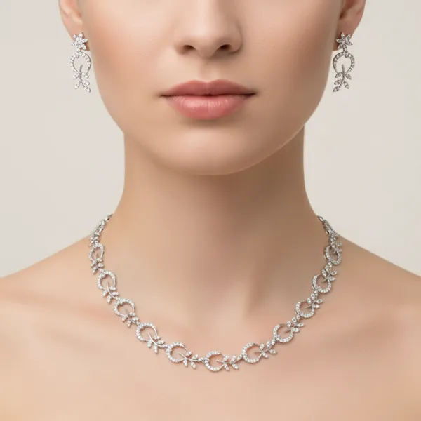 Silver_Delicate_Crystal_Vine_American_Diamond_Necklace_&_Earring_Set__For_Women
