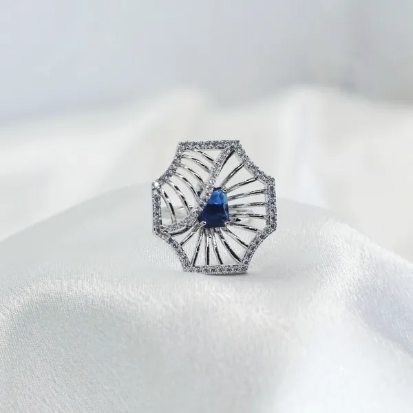 Silver_&_Blue_Regal_Radiance_American_Diamond_Ring