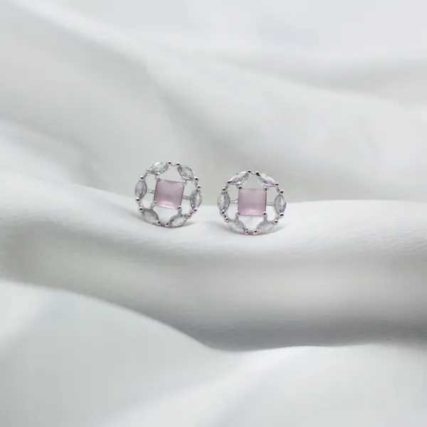 Silver_&_Pink_Blush_Aura_American_Diamond_Stud_Earrings__For_Women
