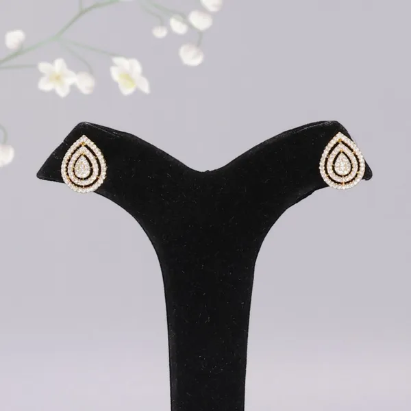 Gold_AAA_Grade_Amercian_Diamond_Stud_Earrings_Rhodium_Plating_For_Women