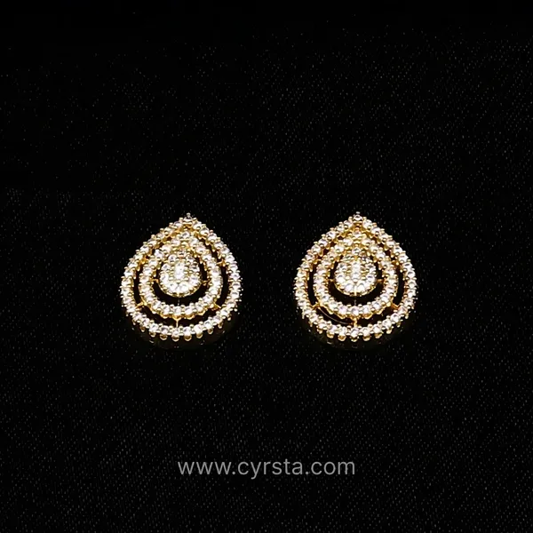 Gold_AAA_Grade_Amercian_Diamond_Stud_Earrings_Rhodium_Plating_For_Women