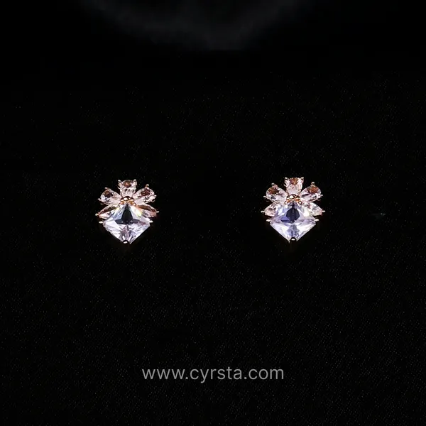 Rose_Gold_AAA_Grade_Amercian_Diamond_Stud_Earrings_Rhodium_Plating_For_Women