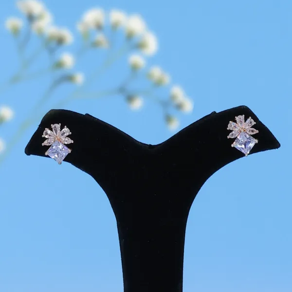 Rose_Gold_AAA_Grade_Amercian_Diamond_Stud_Earrings_Rhodium_Plating_For_Women