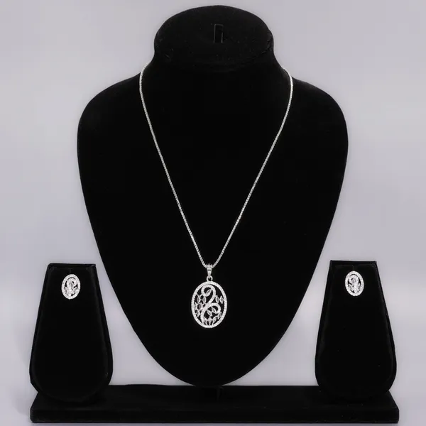 White_Mist_American_Diamond_Pendant_And_Earring_Set_For_Women