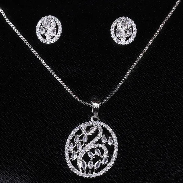 White_Mist_American_Diamond_Pendant_And_Earring_Set_For_Women