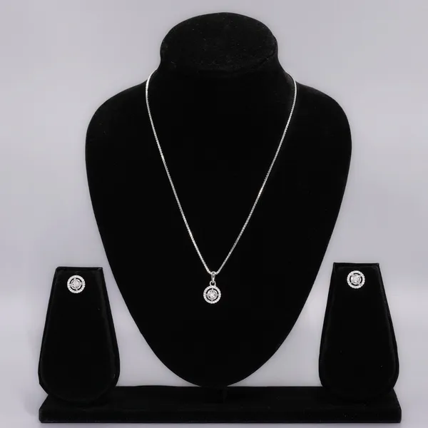 White_Mist_American_Diamond_Pendant_And_Earring_Set_For_Women