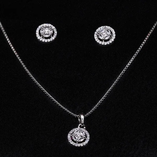 White_Mist_American_Diamond_Pendant_And_Earring_Set_For_Women