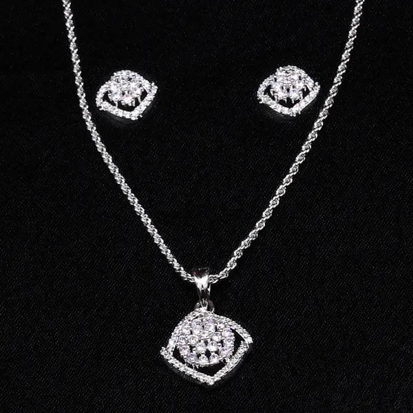 White_Mist_AAA_Grade_American_Diamond_Pendant_And_Earring_Rhodium_Plating_Set_For_Women
