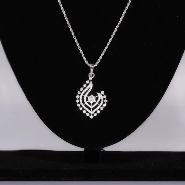 White_Mist_AAA_Grade_American_Diamond_Pendant_And_Earring_Rhodium_Plating_Set_For_Women