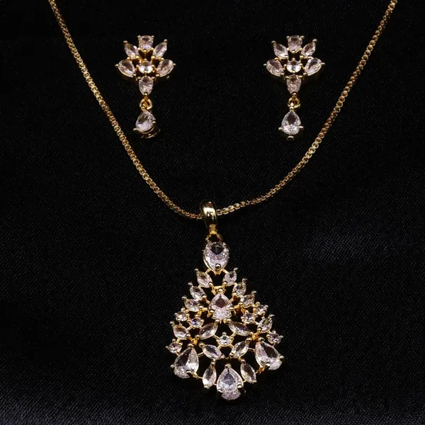 Gold_&_White_Mist_AAA_Grade_American_Diamond_Pendant_And_Earring_Rhodium_Plating_Set_For_Women