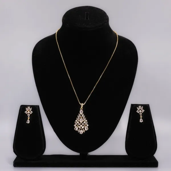 Gold_&_White_Mist_AAA_Grade_American_Diamond_Pendant_And_Earring_Rhodium_Plating_Set_For_Women