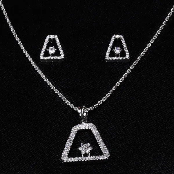 White_Mist_AAA_Grade_American_Diamond_Pendant_And_Earring_Rhodium_Plating_Set_For_Women