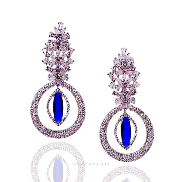 Royal_Blue_&_Silver_Crystal_Loop_Blue_Stone_American_Diamond_Earrings