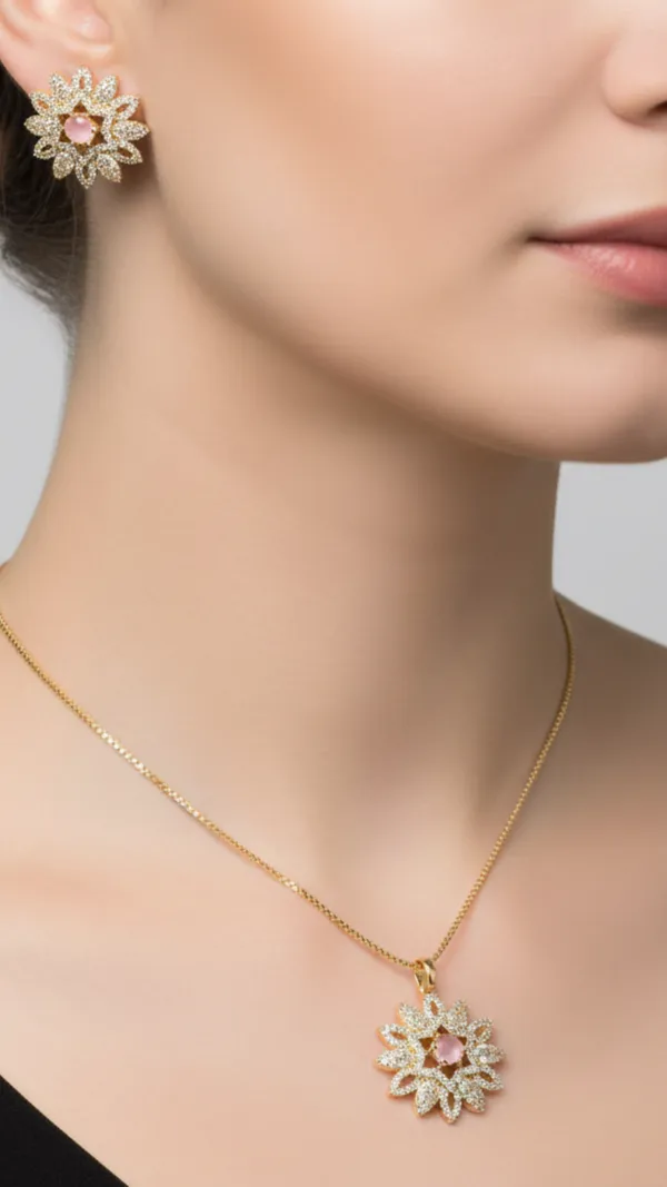 Soft_Pink_&_Radiant_Gold_Blush_Gold_Elegance_American_Diamond_Pendant_&_Earring_Set