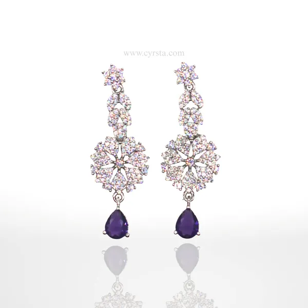 Silver_&_Purple_Delicate_Purple_American_Diamond_Necklace_&_Earring_Set__For_Women