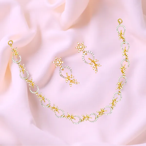 Gold_&_Silver_Golden_Petal_Perfection_American_Diamond_Necklace_&_Earring_Set__For_Women