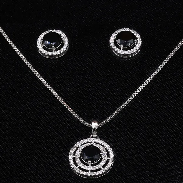Silver_&_Black_Black_Diamond_AAA_Grade_American_Diamond_Pendant_&_Earring_Rhodium_Plating_Set