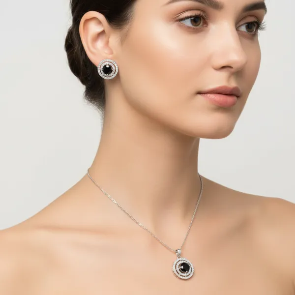 Silver_&_Black_Black_Diamond_AAA_Grade_American_Diamond_Pendant_&_Earring_Rhodium_Plating_Set