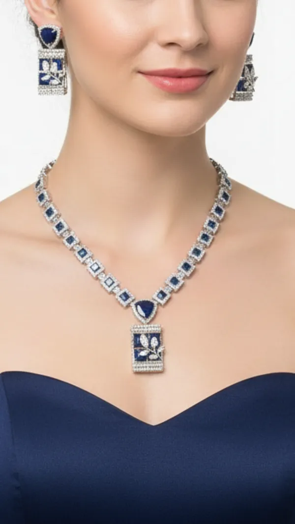 Blue_&_Silver_Stone_American_Diamond_Necklace_&_Earring_Set__For_Women