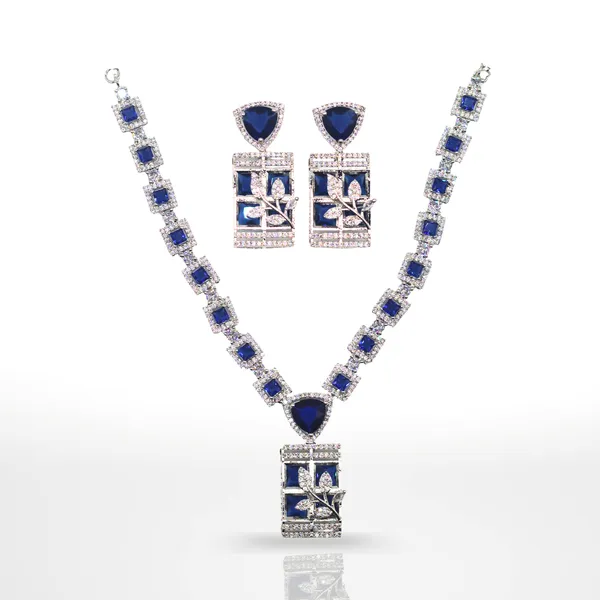 Blue_&_Silver_Stone_American_Diamond_Necklace_&_Earring_Set__For_Women