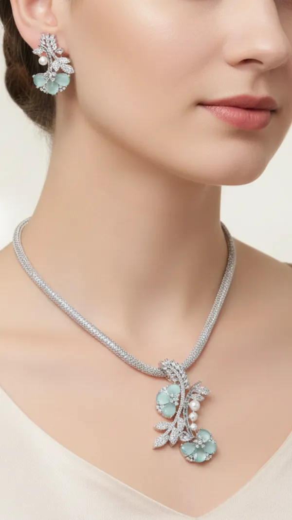 Turquoise_Temptation_American_Diamond_Pendant_&_Earring_Set__For_Women