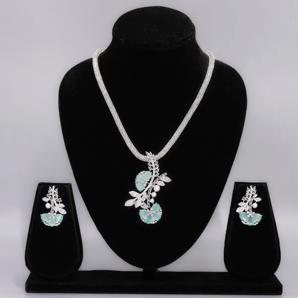 Turquoise_Temptation_American_Diamond_Pendant_&_Earring_Set__For_Women