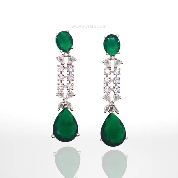 Green_Emerald_American_Diamond_Necklace_&_Earring_Set__For_Women