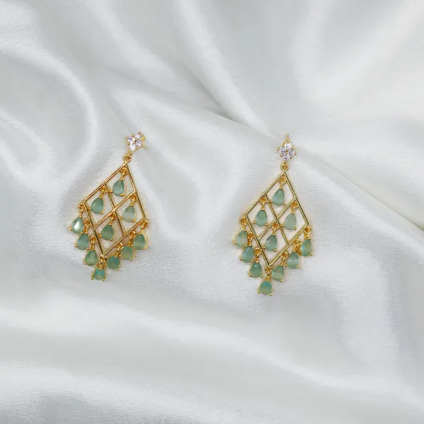 Gold_&_Green_Majestic_Radiance_American_Diamond_Earrings__For_Women