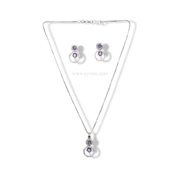 Rich_Purple_AAA_Grade_American_Diamond_Pendant_&_Earring_Rhodium_Plating_Set_For_Women