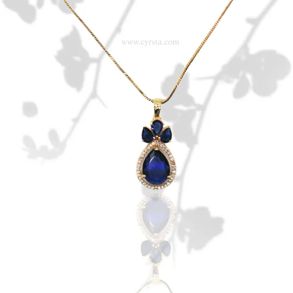 Gold_&_Dark_Blue_Golden_Sapphire_AAA_Grade__American_Diamond_Pendant_&_Earring_Rhodium_Plating__Set