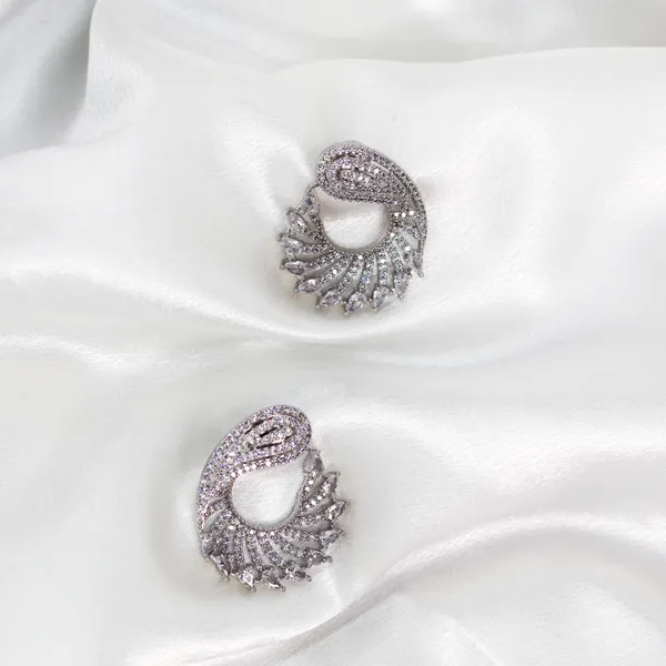 Silver_Regal_Cascade_American_Diamond_Earrings__For_Women