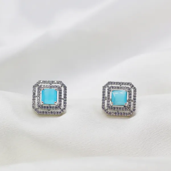 Blue_&_Silver_Royal_Azur_American_Diamond_Square_Earrings__For_Women