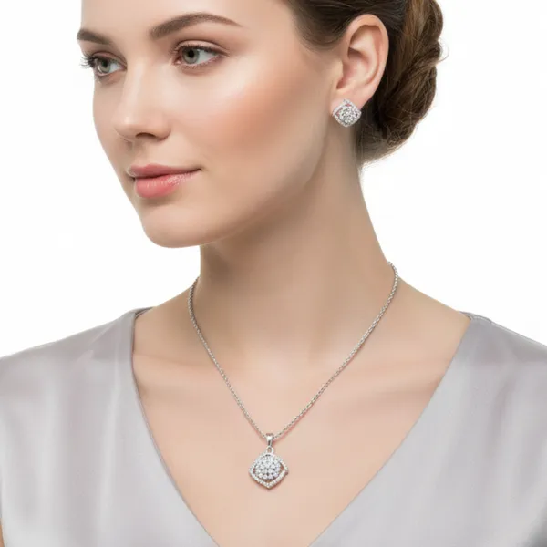 White_Mist_AAA_Grade_American_Diamond_Pendant_And_Earring_Rhodium_Plating_Set_For_Women