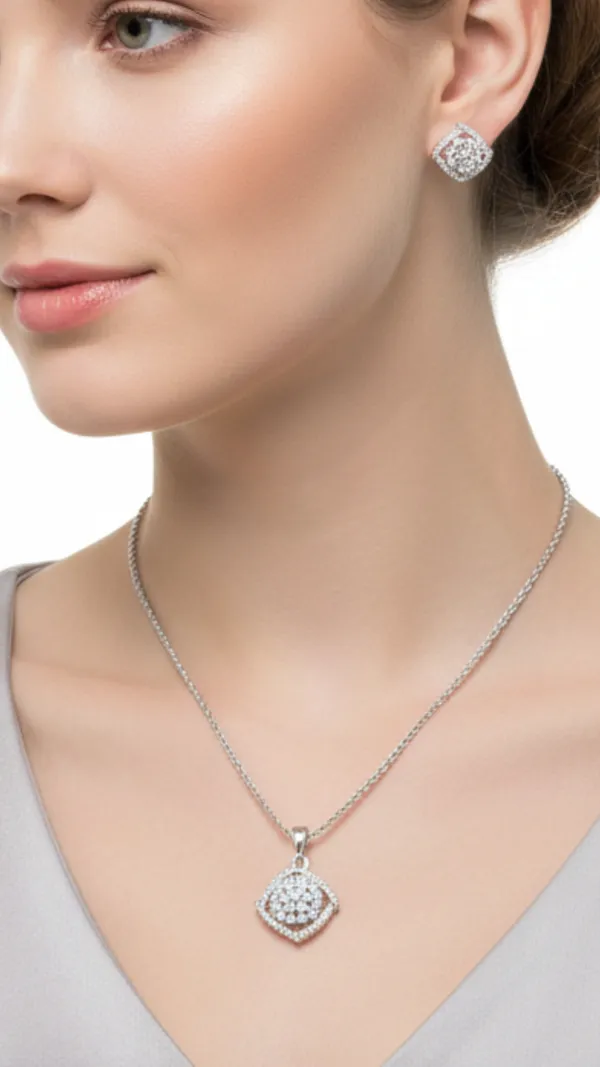 White_Mist_AAA_Grade_American_Diamond_Pendant_And_Earring_Rhodium_Plating_Set_For_Women