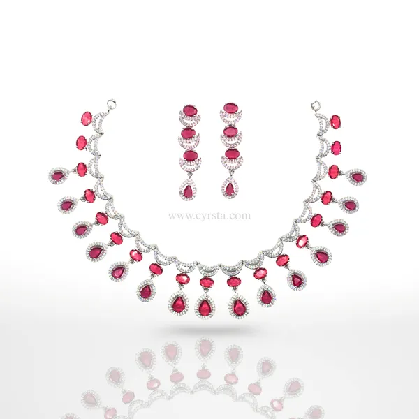 Red_&_Silver_Ruby_American_Diamond_Necklace_&_Earring_Set__For_Women