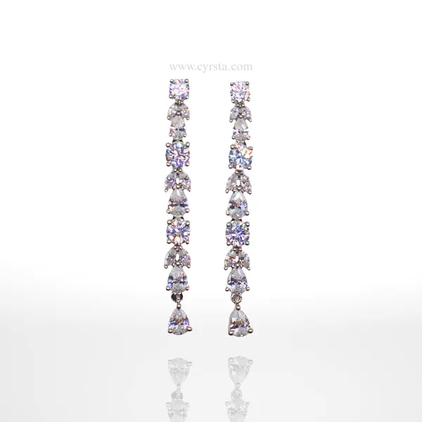 Silver_Brilliant_American_Diamond_Necklace_&_Earring_Set__For_Women