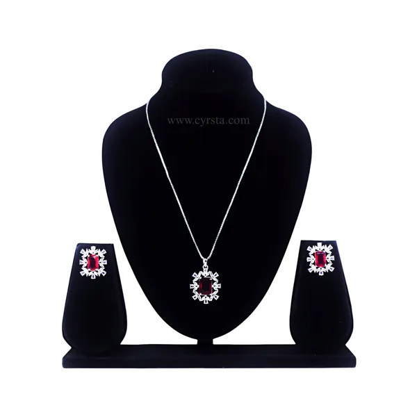 Red_Crimson_Chic_American_Diamond_Pendant_&_Earring_Set__For_Women