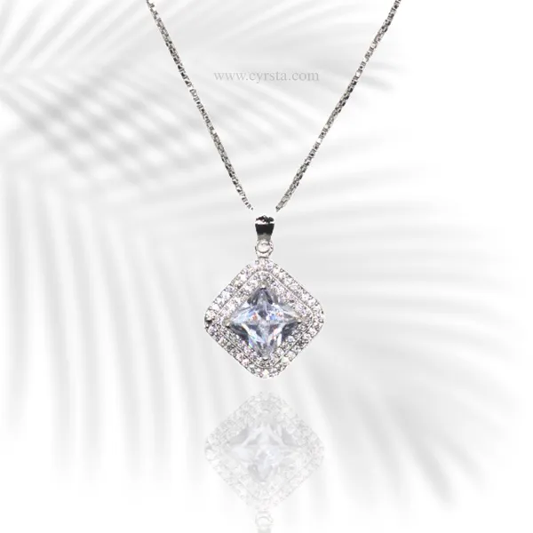 Silver_Sparkling_Silver_American_Diamond_Pendant_&_Earring_Set_For_Women