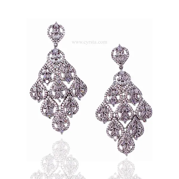 Silver_Royal_Silver_Leaf_American_Diamond_Drop_Earrings__For_Women