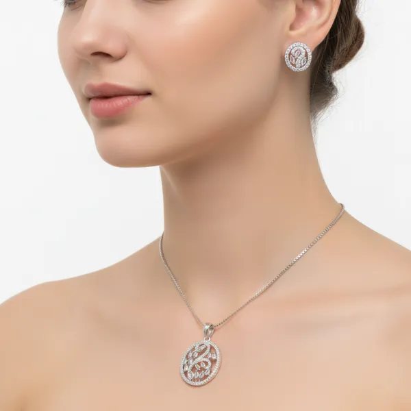 White_Mist_American_Diamond_Pendant_And_Earring_Set_For_Women