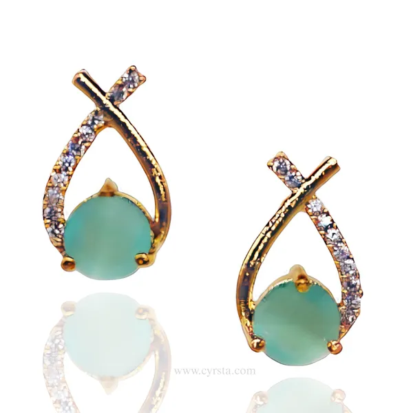 Gold_&_Teal_Green_Celestial_Glow_American_Diamond_Stud_Earrings__For_Women
