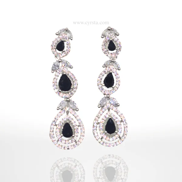 Black_&_Silver_Sapphire_Dreams_American_Diamond_Necklace_&_Earring_Set__For_Women