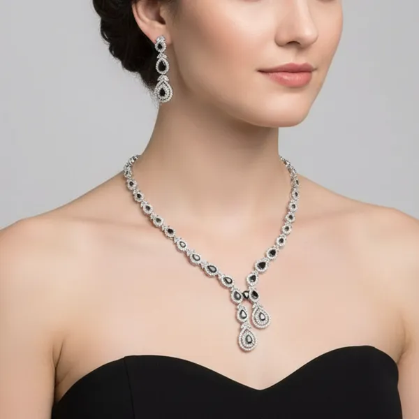 Black_&_Silver_Sapphire_Dreams_American_Diamond_Necklace_&_Earring_Set__For_Women