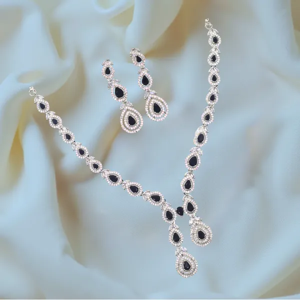 Black_&_Silver_Sapphire_Dreams_American_Diamond_Necklace_&_Earring_Set__For_Women