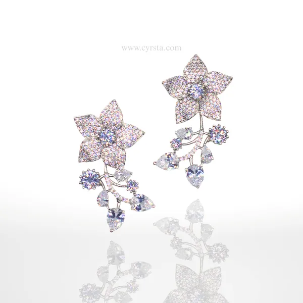 Silver_Starlight_White_American_Diamond_Necklace_&_Earring_Set__For_Women