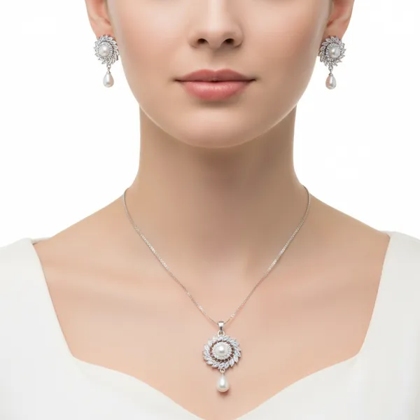 Silver_Pearl_Elegance_American_Diamond_Pendant_&_Earring_Set